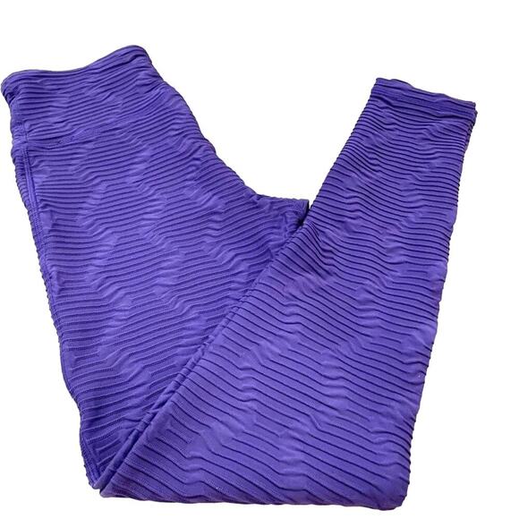 Mono B Bronze Blue/Purple High Intensity Work Out Ribbed Activewear Leggings SzS - Picture 3 of 11